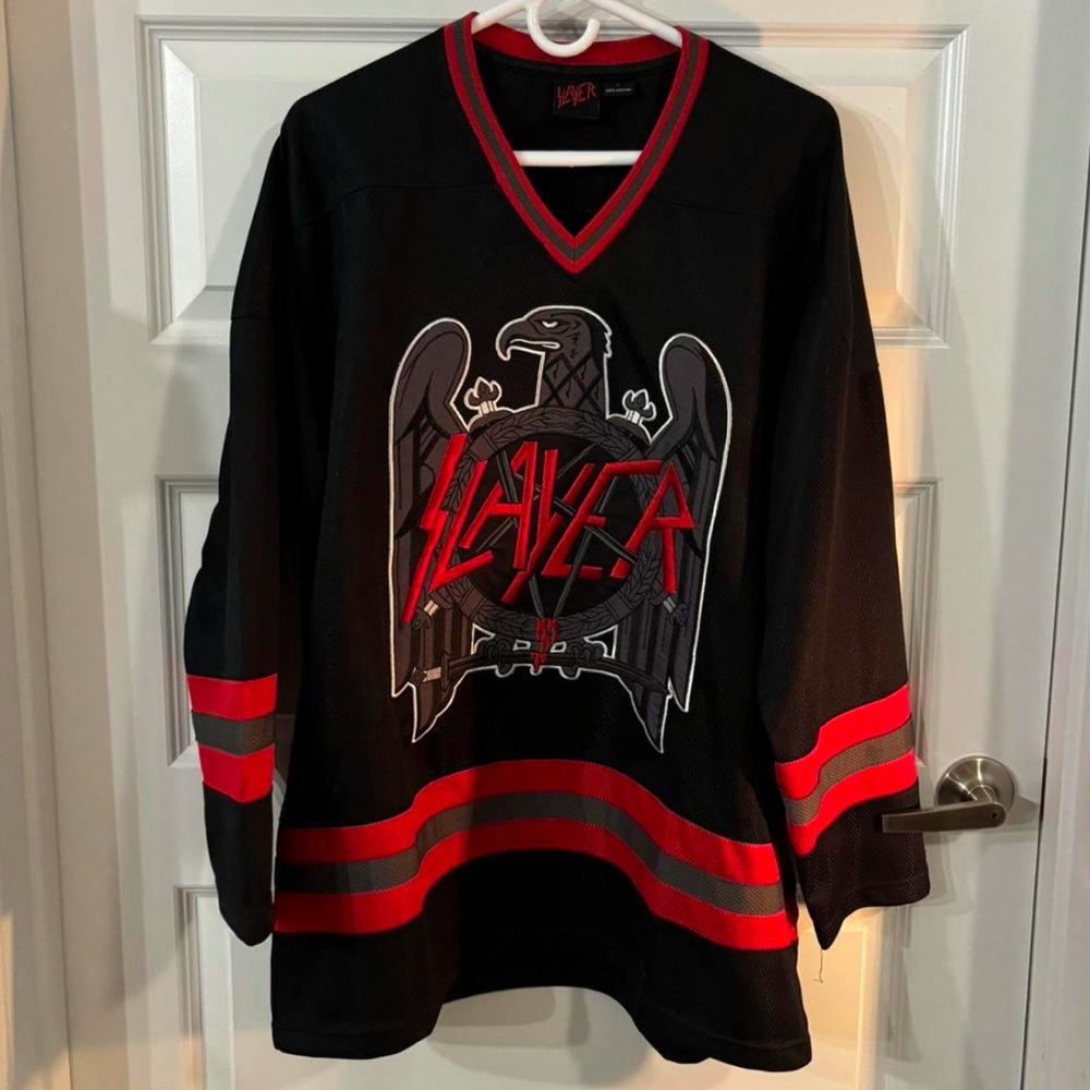 Large Slayer Black/Red Hockey Jersey